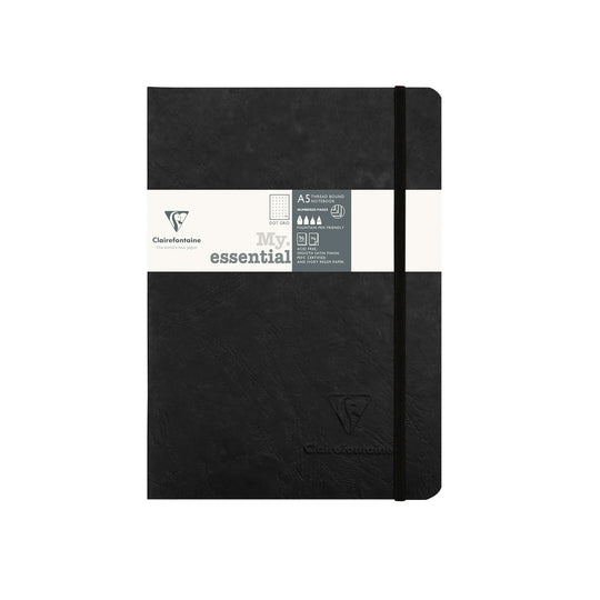 Clairefontaine My Essential Black Threadbound Notebook - A5, Dotted