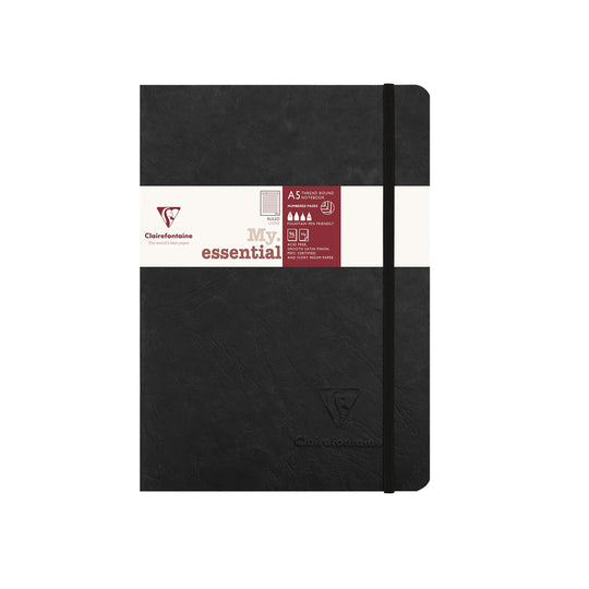 Clairefontaine My Essential Black Threadbound Notebook - A5, Ruled