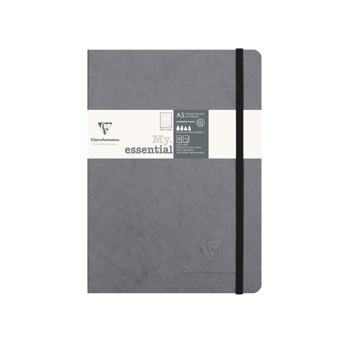 Clairefontaine My Essential Gray Threadbound Notebook - A5 Dotted 1