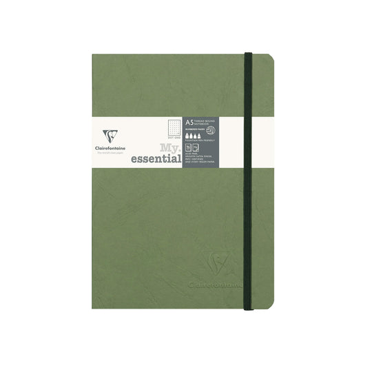 Clairefontaine My Essential Green Threadbound Notebook - A5, Dotted