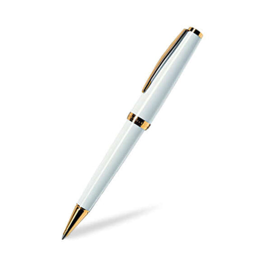 Cleo Skribent Classic Ball Pen, White / Gold Trim