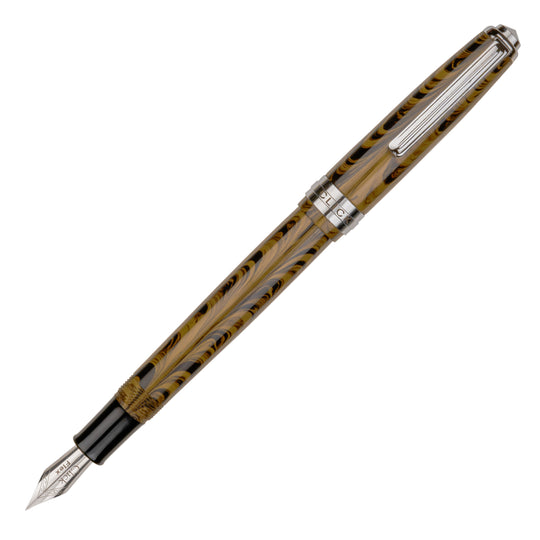 Click Falcon Ebonite Fountain Pen - Yellow Black CT