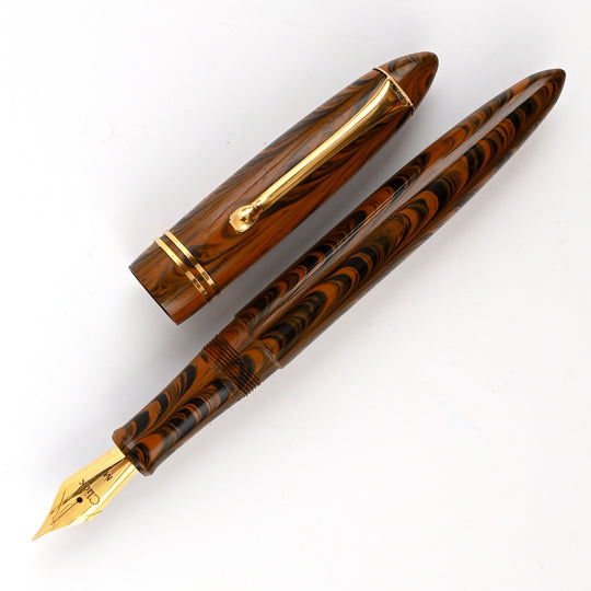 Click Yen Ebonite Fountain Pen - Brown Black GT