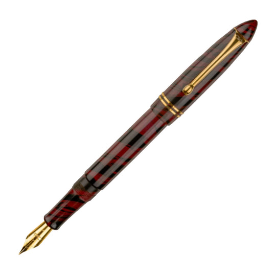 Click Yen Ebonite Fountain Pen - Maroon Black Swirl GT