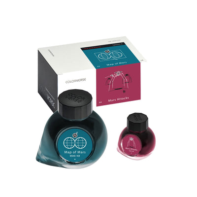 Colorverse Red Planet Map of Mars & Mars Attacks Ink Bottle Turquoise (65ml) + Burgundy (15ml) 2