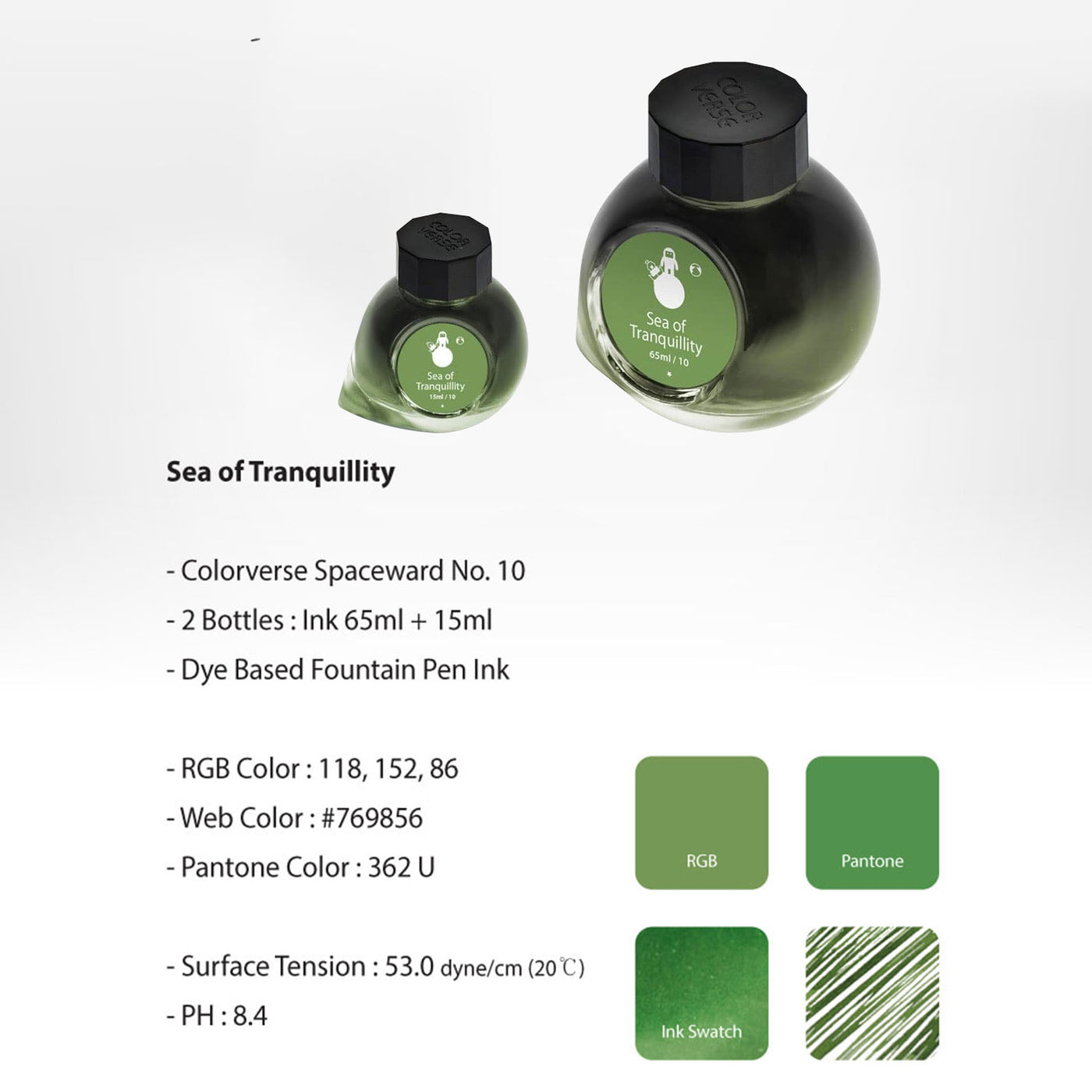 Colorverse Spaceward Sea of Tranquility Ink Bottle Green - 65ml + 15ml 2