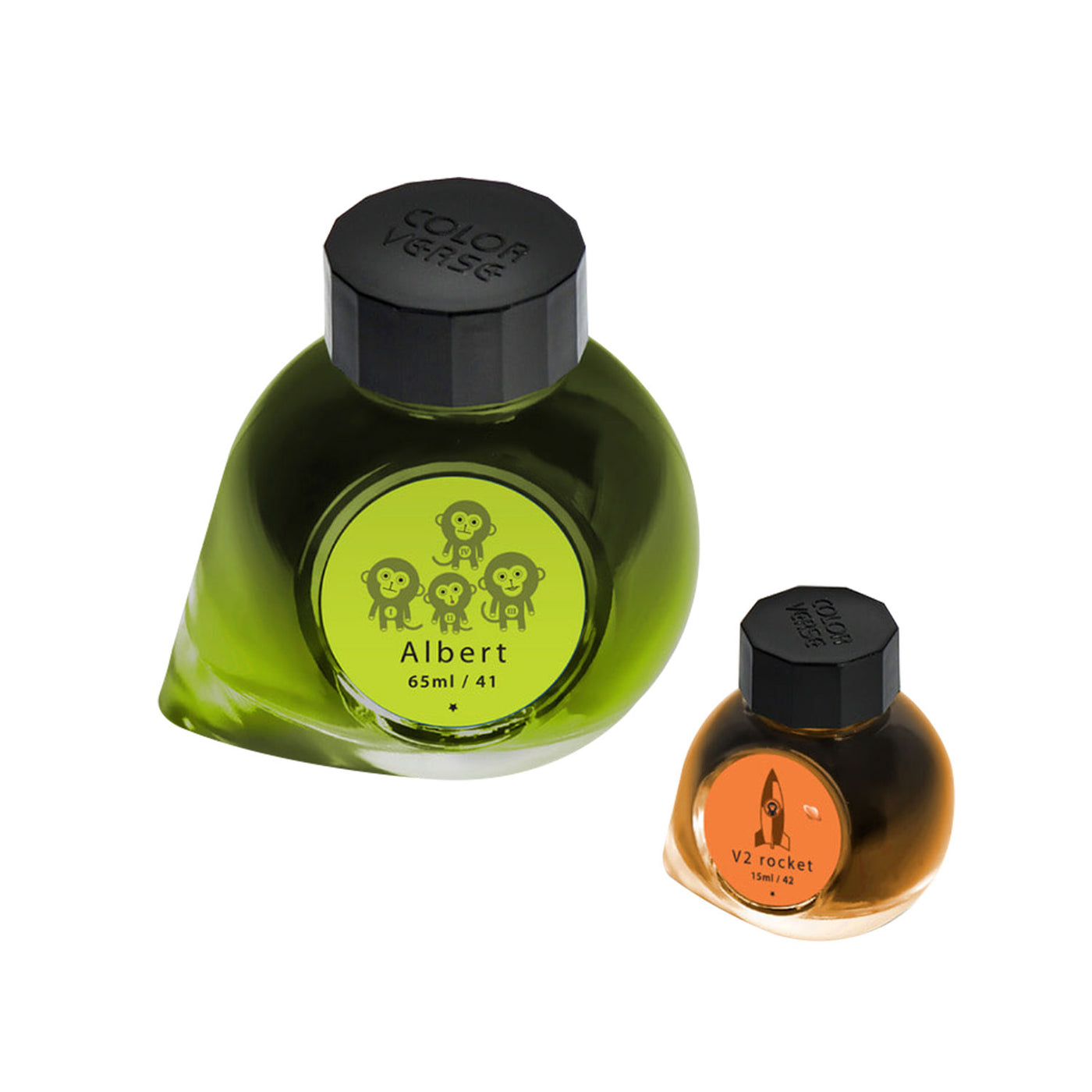 Colorverse Trailblazer in Space Albert & V2 Rocket Ink Bottle Light Green (65ml) + Orange (15ml) 1