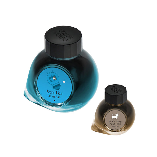 Colorverse Trailblazer in Space Strelka & JFK's Dog Pushinka Ink Bottle, Blue (65ml) + Brown (15ml)