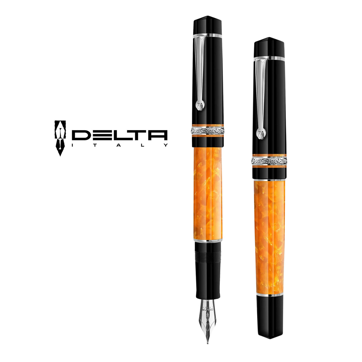 Delta Dolce Vita DV 2.0 Premiere Fountain Pen - Black Orange CT 4