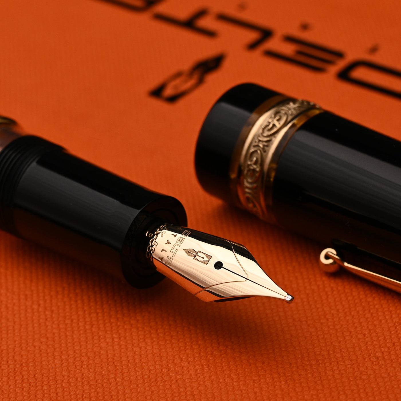 Delta Dolce Vita DV 2.0 Premium Fountain Pen - Black Orange GT 8