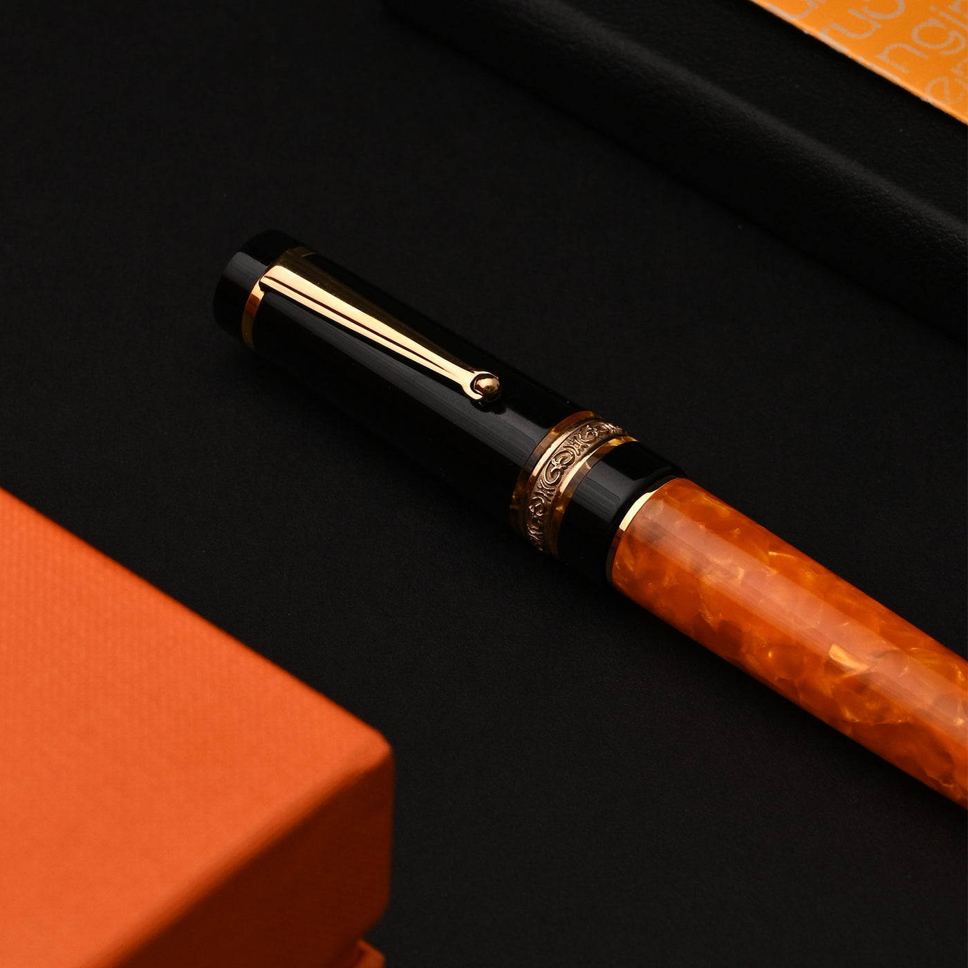 Delta Dolce Vita DV 2.0 Premium Fountain Pen - Black Orange GT 11