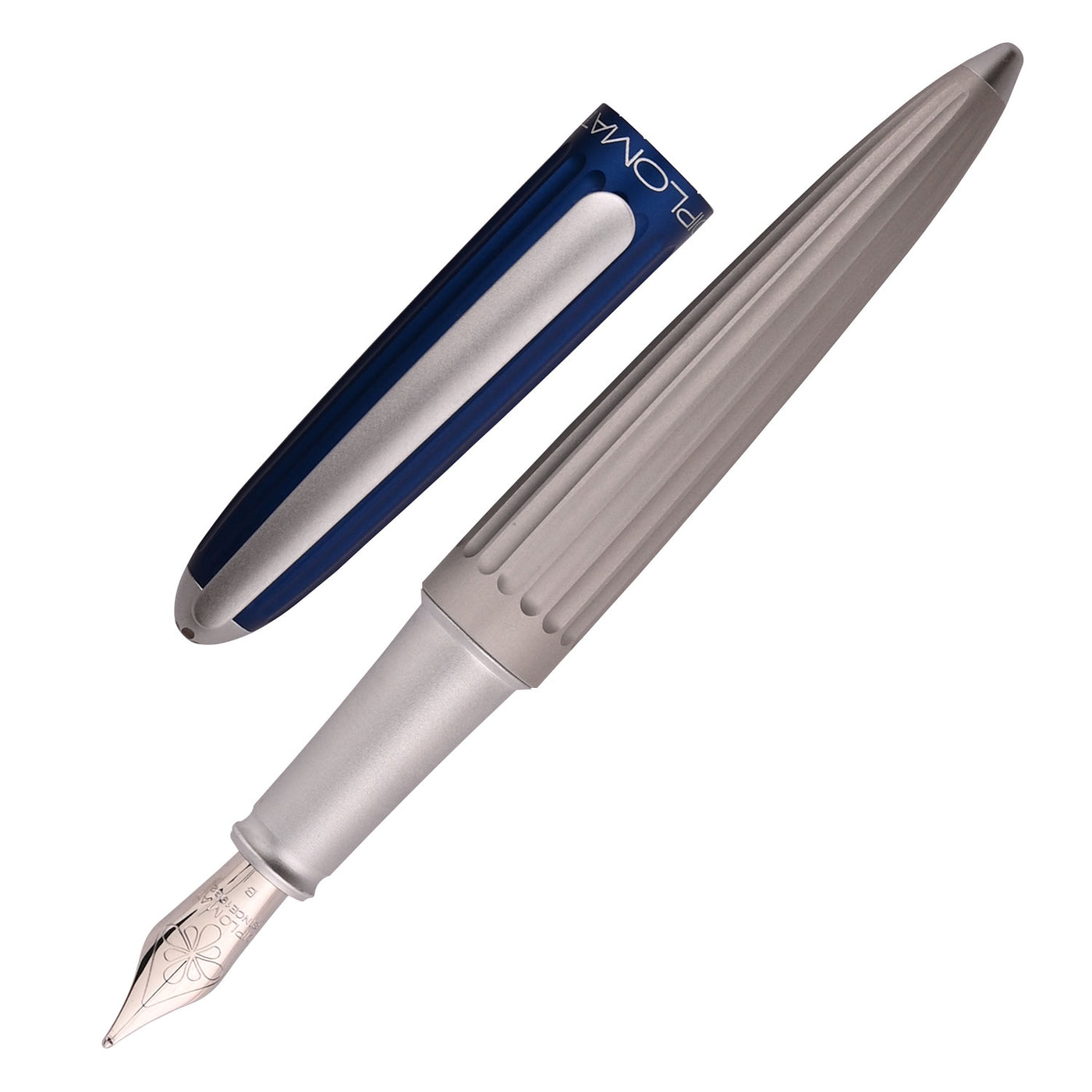 Diplomat Aero 14K Gold Fountain Pen - Blue Silver 1