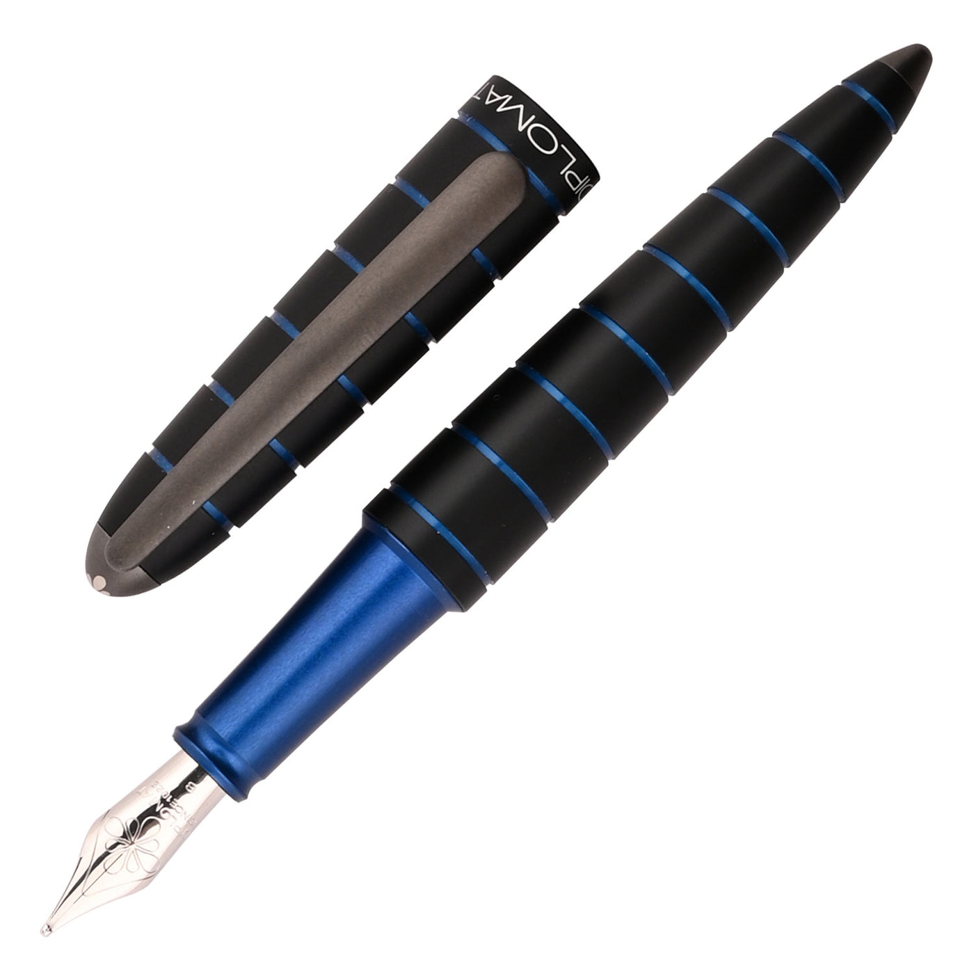 Diplomat Elox 14K Gold Fountain Pen - Ring Black Blue 1