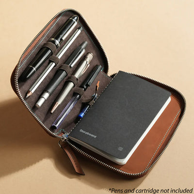 Endless Companion Leather Adjustable 5 Pen Holder - Brown 1