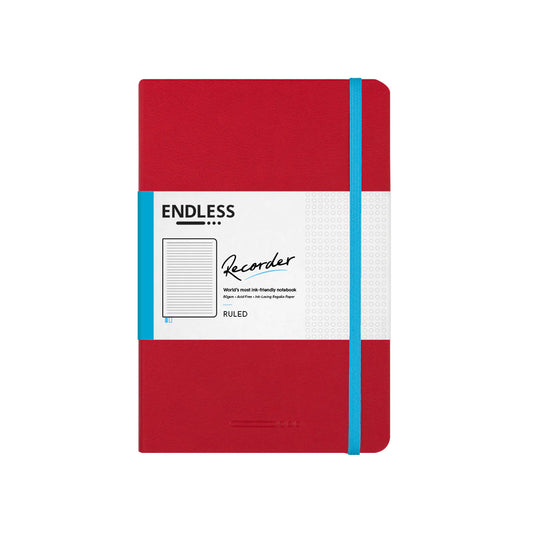 Endless Recorder Crimson Sky Red Regalia Notebook - A5, Ruled