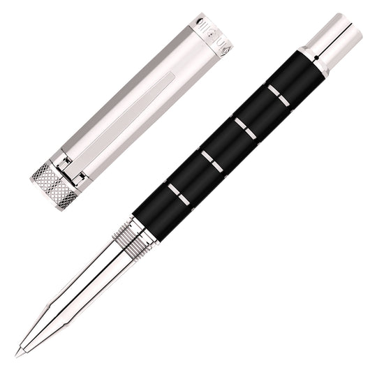 Intellio FDR Roller Ball Pen - Black Silver Rings CT