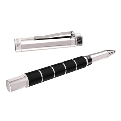Intellio FDR Roller Ball Pen - Black Silver Rings CT 3