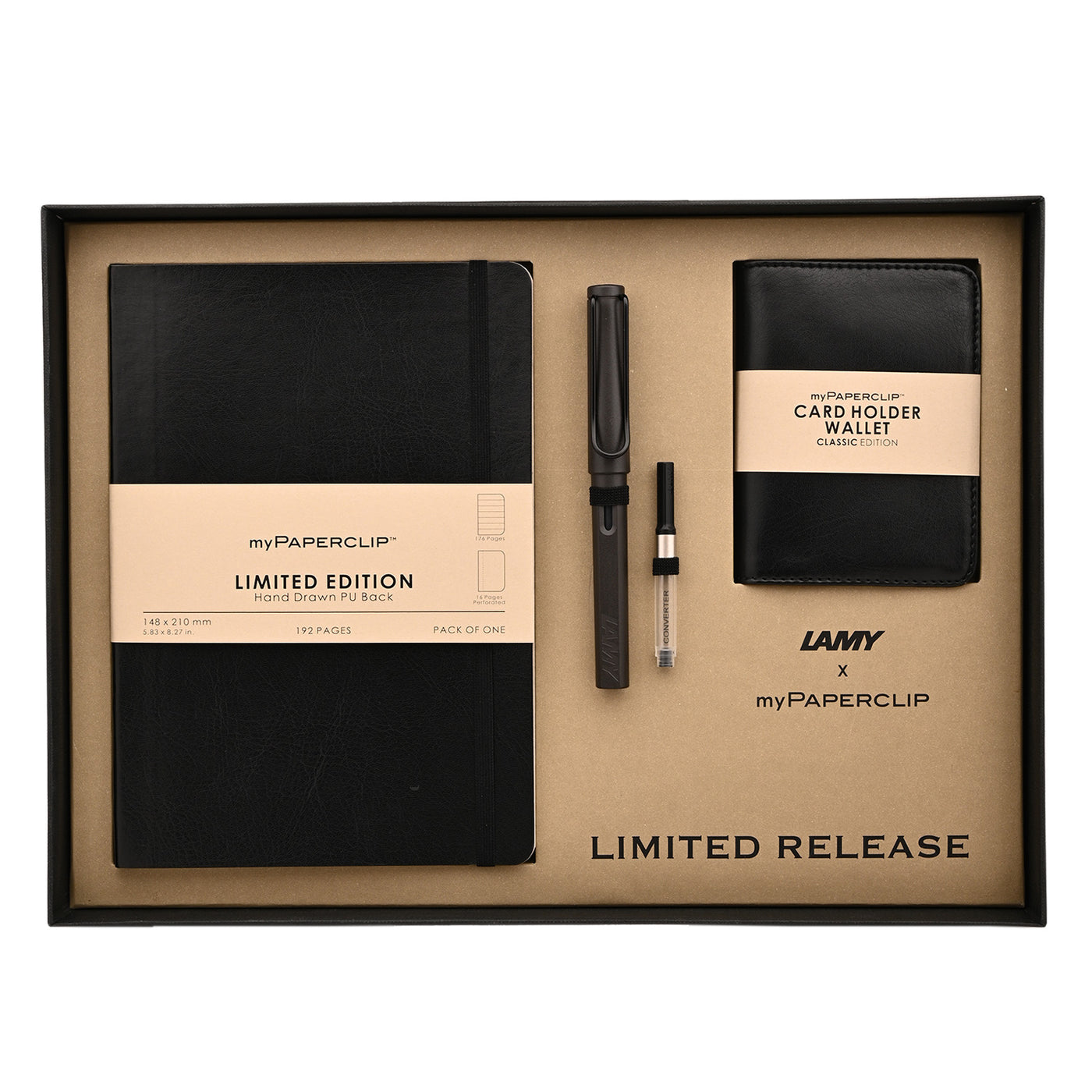 Lamy Gift Set - Safari Umbra Fountain Pen with myPaperclip A5 Black Notebook and Card Holder 1