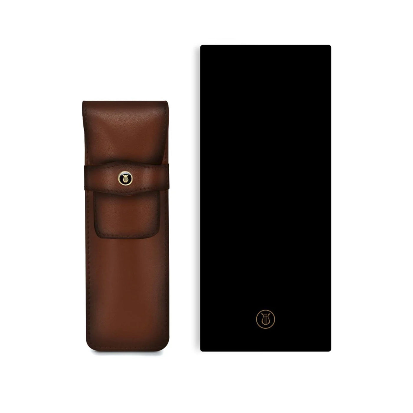 Lapis Bard Classic Leather 2 Pen Holder - Cognac 4