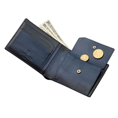 Lapis Bard Ducorium Bifold 3cc Wallet with Coin Pocket - Blue 3