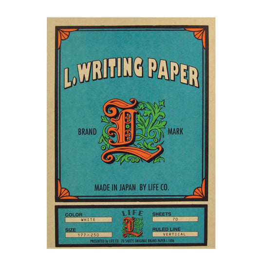 Life L1006 Letterpress Vertical Line Light Blue Notepad - B5 - Ruled