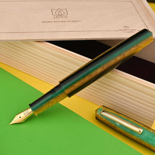 Lotus Saral Halos Special Edition Fountain Pen, Chartreuse - Steel Nib