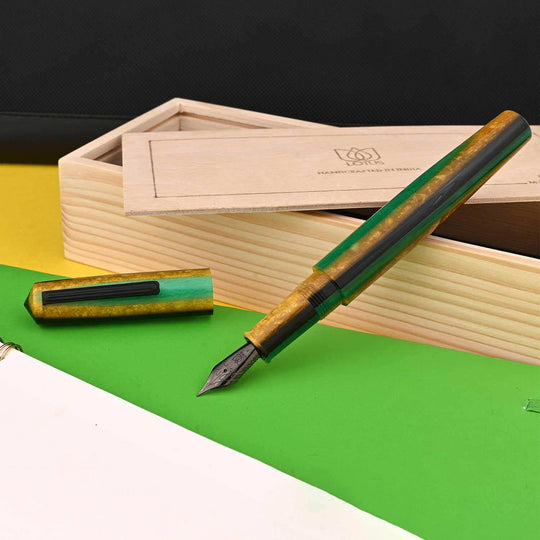 Lotus Saral Halos Special Edition Fountain Pen, Chartreuse - Steel Nib