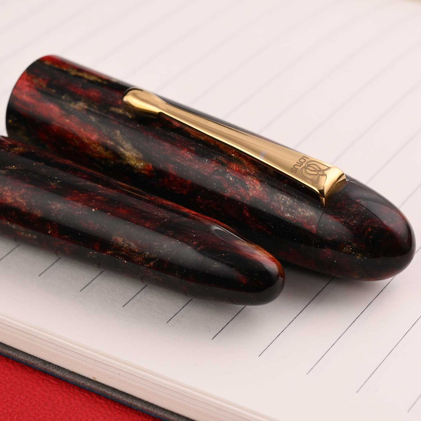 Lotus Shikhar Fountain Pen - Black Red GT 10