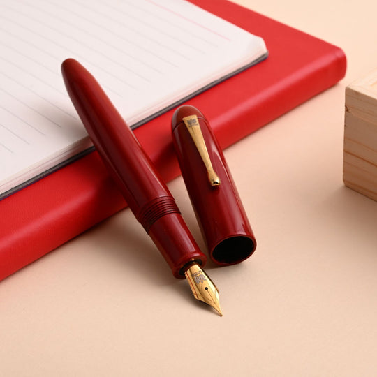 Lotus Shikhar Tamenuri Fountain Pen - Red GT
