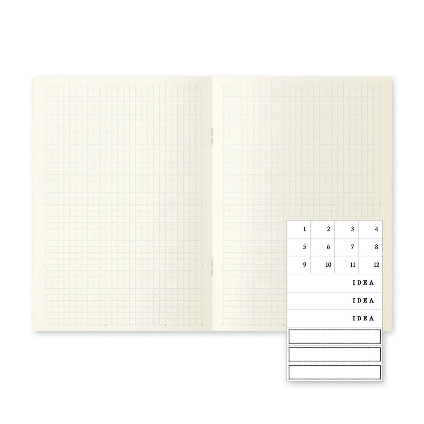 Midori MD Paper Light Ivory Pack of 3 Slim Notebook - A5 Square Ruled 3