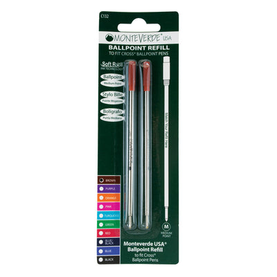 Monteverde Ball Pen Refill for Cross - Medium - Brown - Pack of 2 4