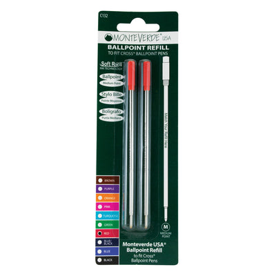 Monteverde Ball Pen Refill for Cross - Medium - Red - Pack of 2 4