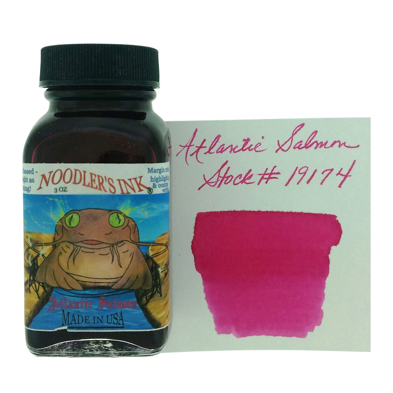 Noodler's 19174 Atlantic Salmon Highlighter Ink Bottle, Pink 88ml