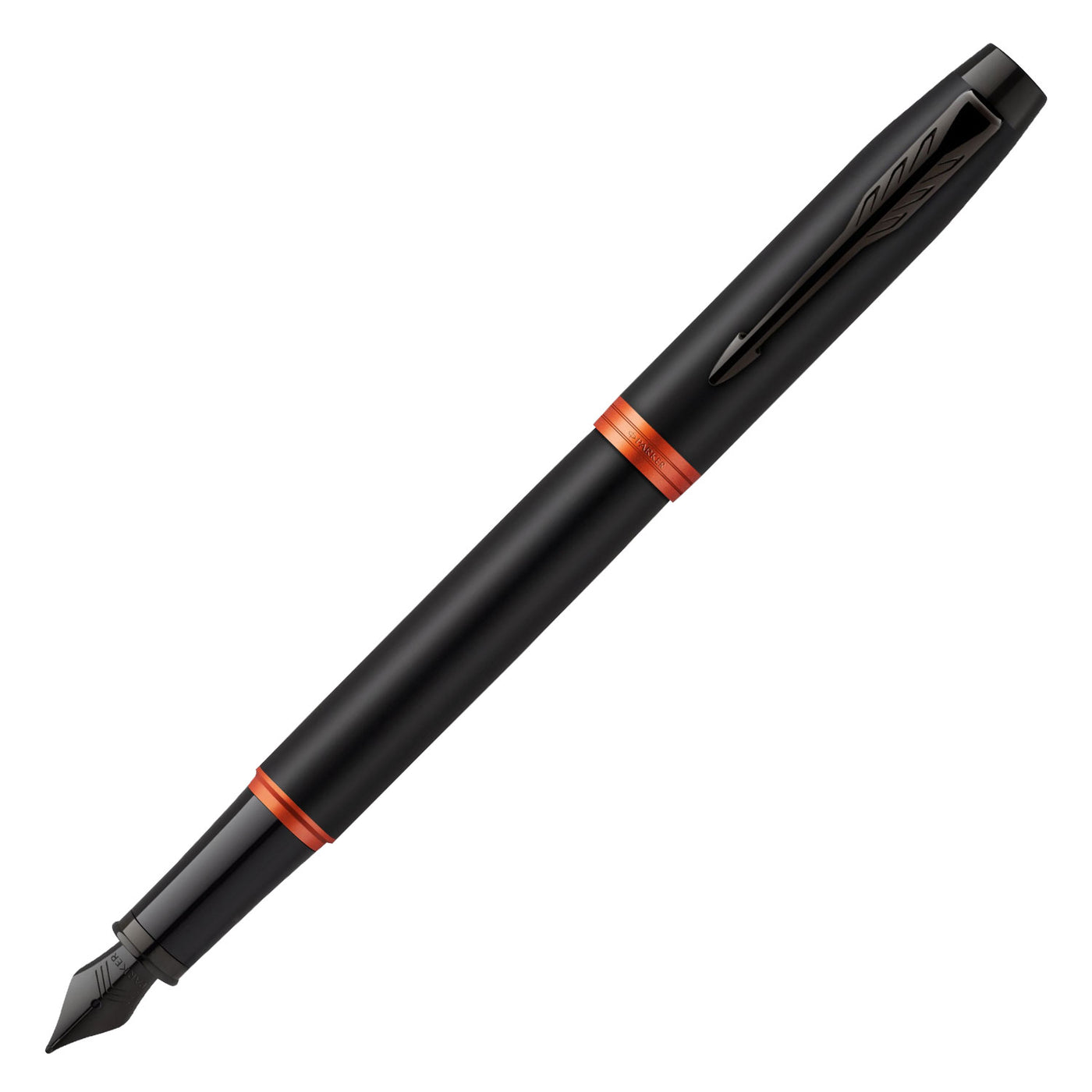 Parker IM Vibrant Rings Fountain Pen - Flame Orange Black BT 2