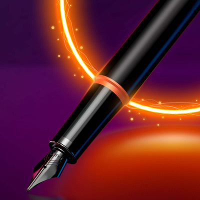 Parker IM Vibrant Rings Fountain Pen - Flame Orange Black BT 7