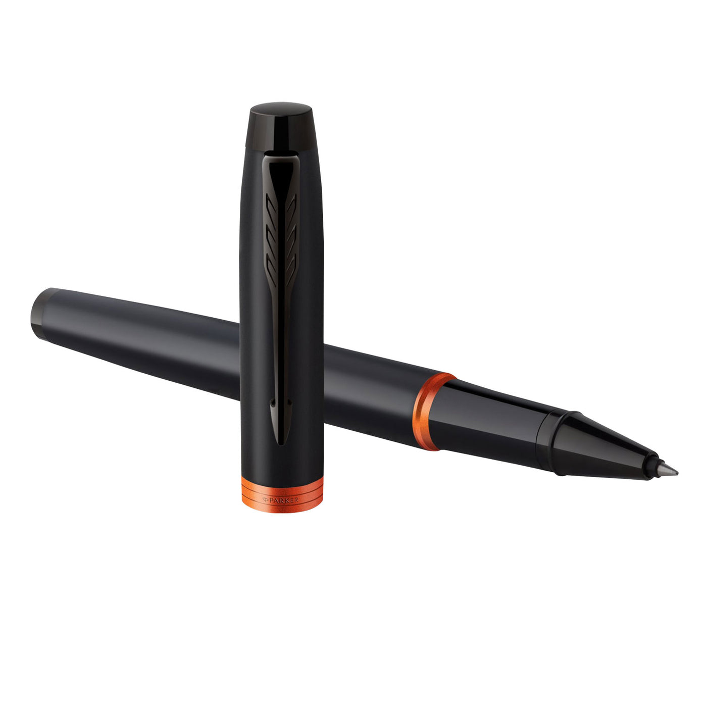 Parker IM Vibrant Rings Roller Ball Pen - Flame Orange Black BT 1