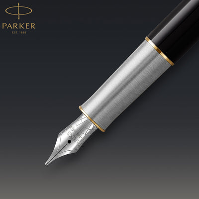 Parker Sonnet Premium Fountain Pen - Metal & Black GT 7