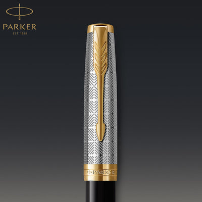 Parker Sonnet Premium Fountain Pen - Metal & Black GT 8