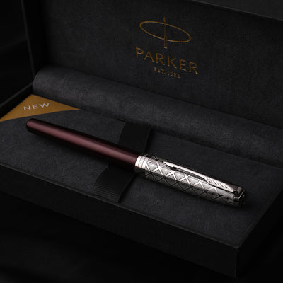 Parker Sonnet Premium Fountain Pen - Metal & Red CT 15
