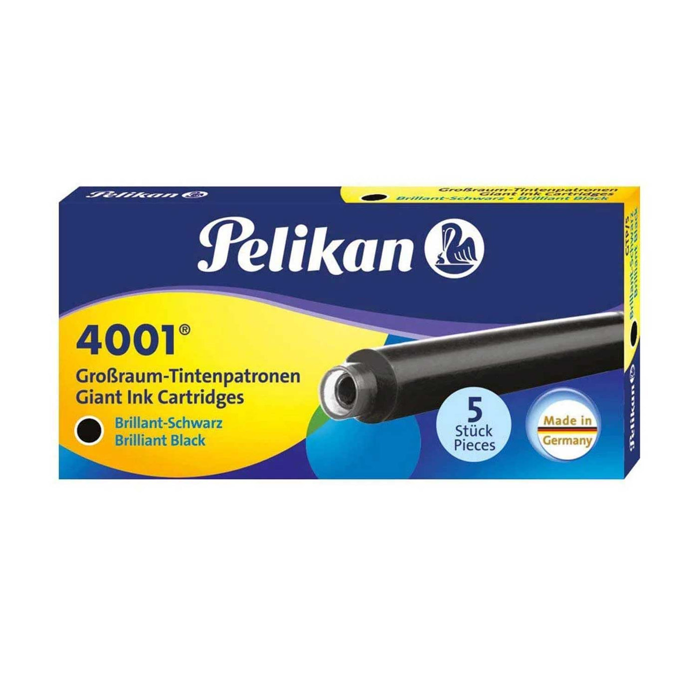 Pelikan 4001 Large Ink Cartridge Pack of 5 Brilliant Black 1