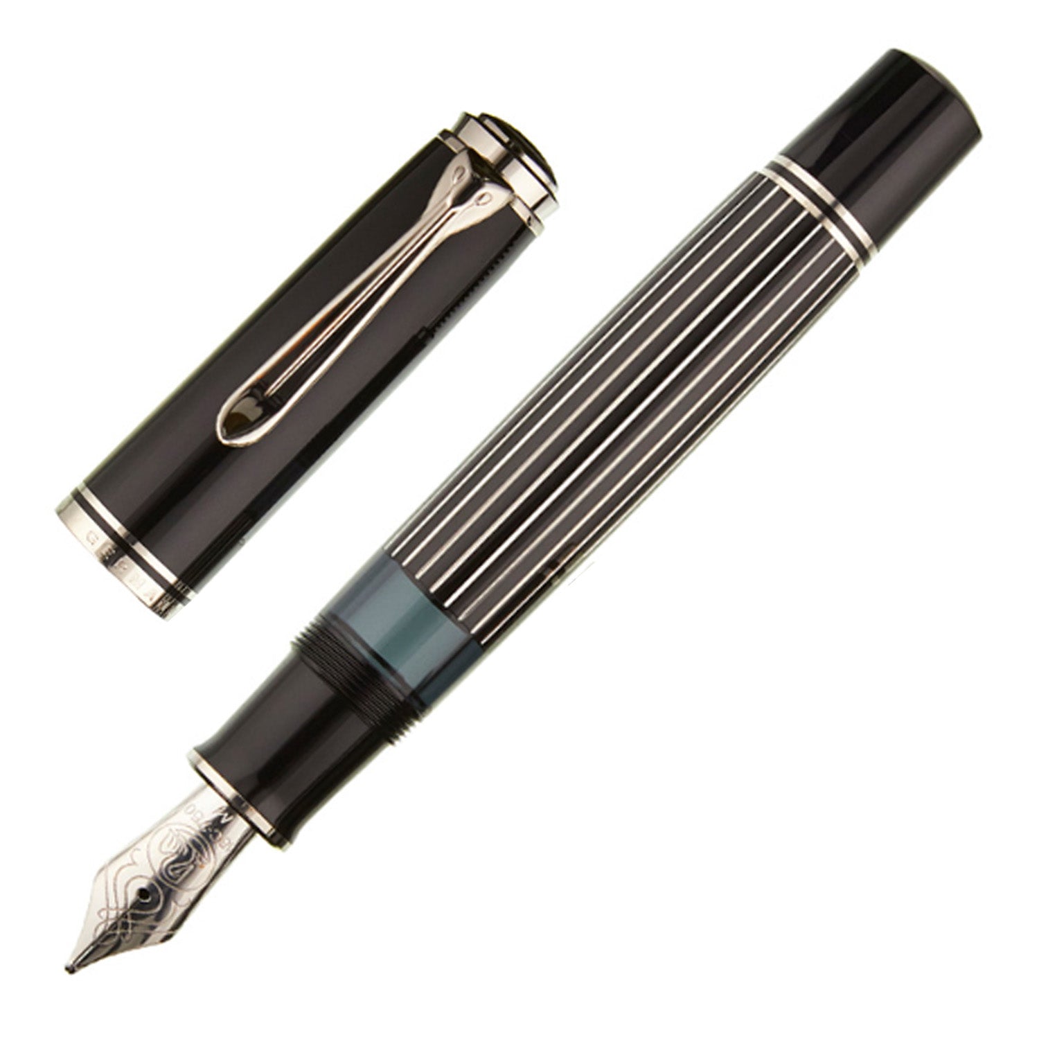 Pelikan 万年筆 ストライプデザイン 黒　m815 Pelikan M815 Metal Striped Fountain Pen |Shop Online at Makoba|Pelikan