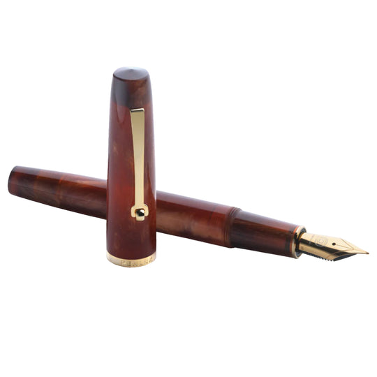 Penlux x Lennon ToolBar Concerto Fountain Pen with Ink Bottle - Amber GT