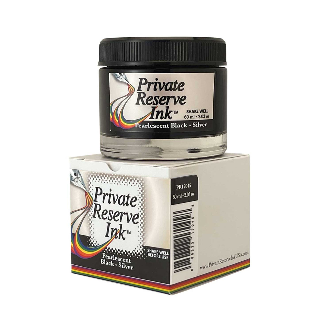 Private Reserve Pearlescent Black Silver Ink Bottle - 60ml 2