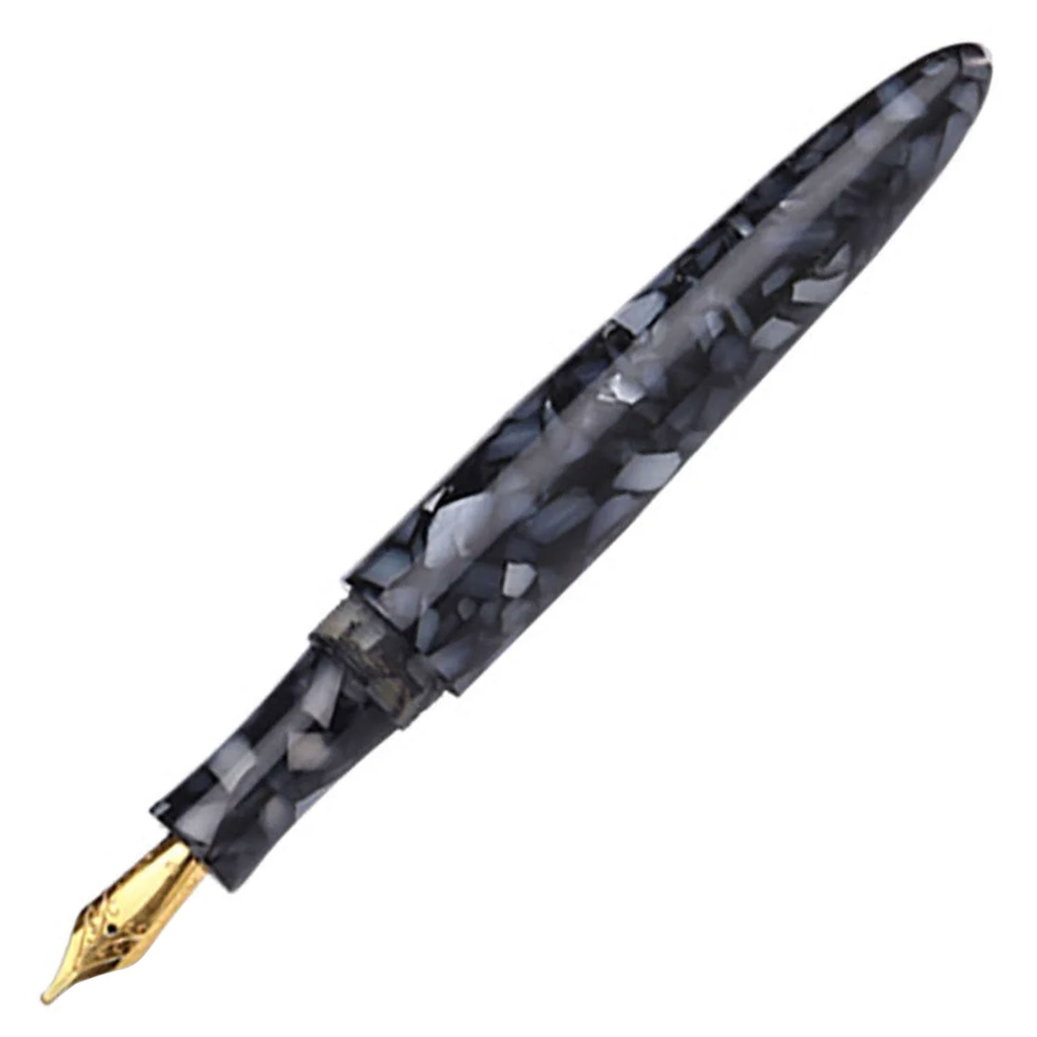 Ranga Giant 9B Premium Acrylic Fountain Pen, Black Craked Ice - Steel ...