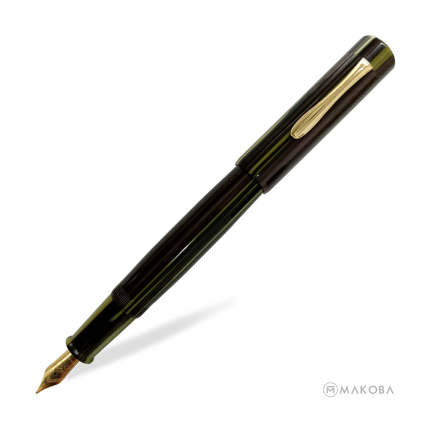 Ranga Splendour Peak Premium Acrylic Fountain Pen Olive Black Stripes Steel Nib 1