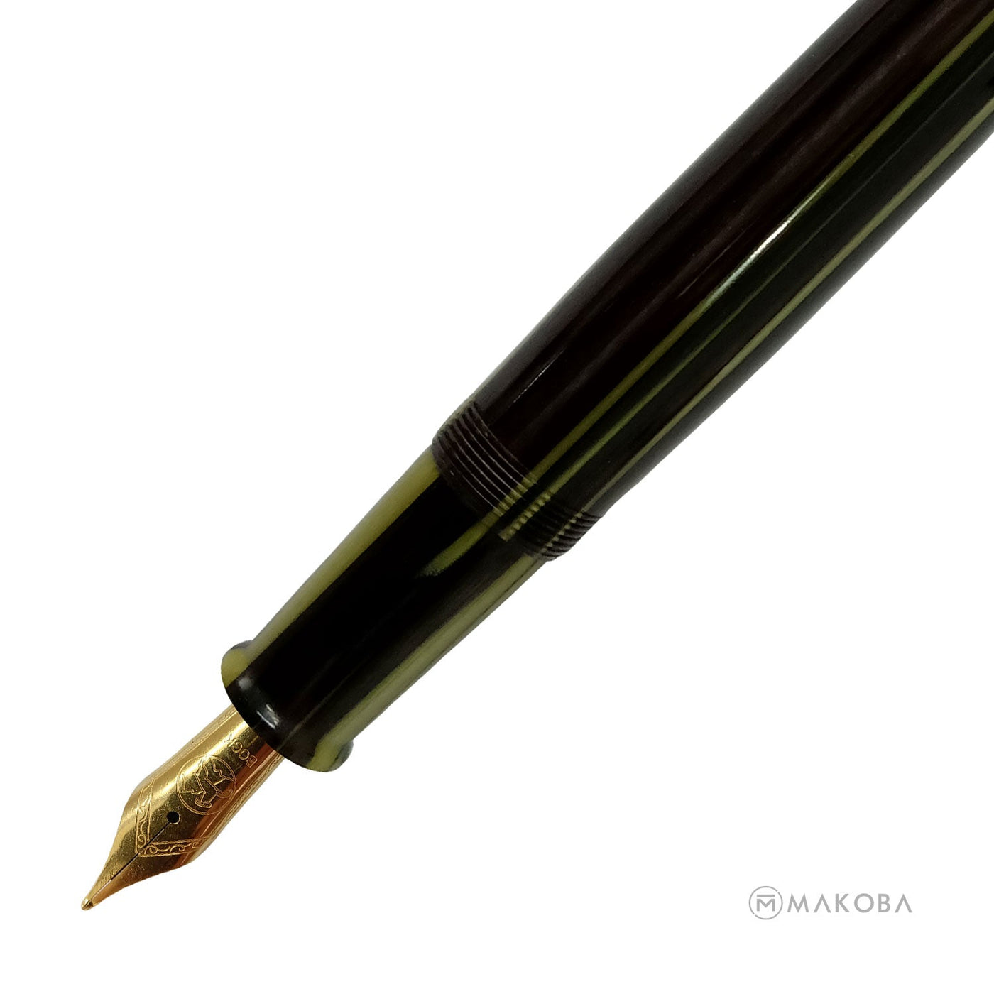 Ranga Splendour Peak Premium Acrylic Fountain Pen Olive Black Stripes Steel Nib 2