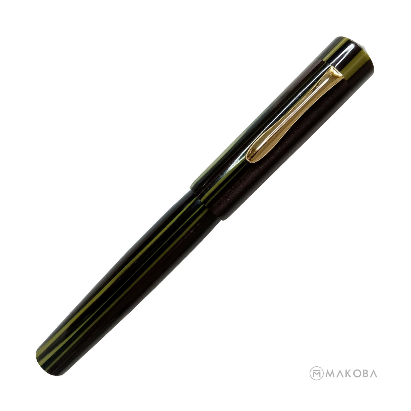 Ranga Splendour Peak Premium Acrylic Fountain Pen Olive Black Stripes Steel Nib 3