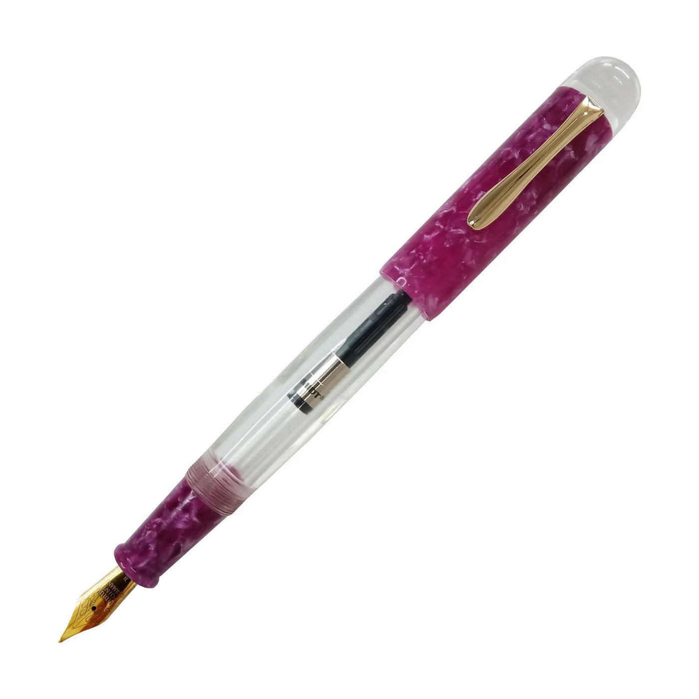 Ranga Splendour Round Premium Acrylic Fountain Pen Clear Purple Steel Nib 1