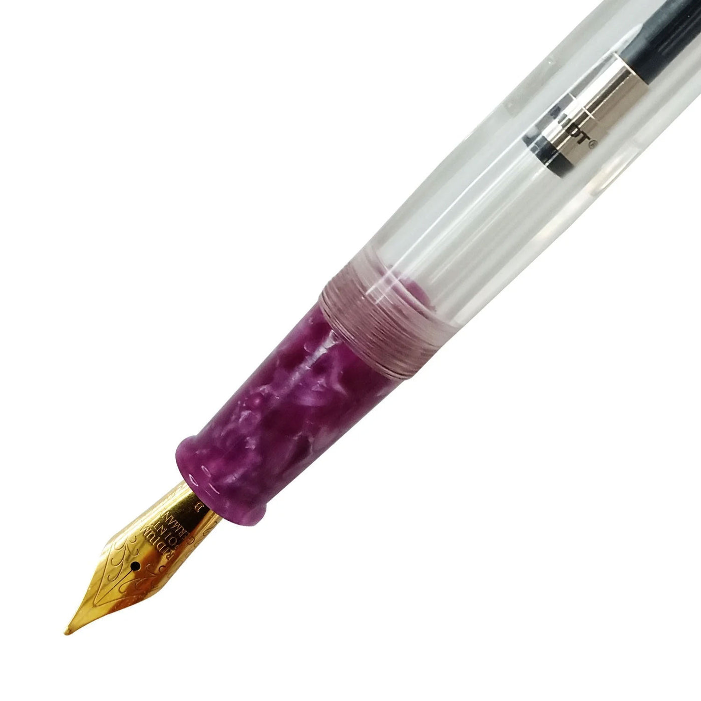 Ranga Splendour Round Premium Acrylic Fountain Pen Clear Purple Steel Nib 2