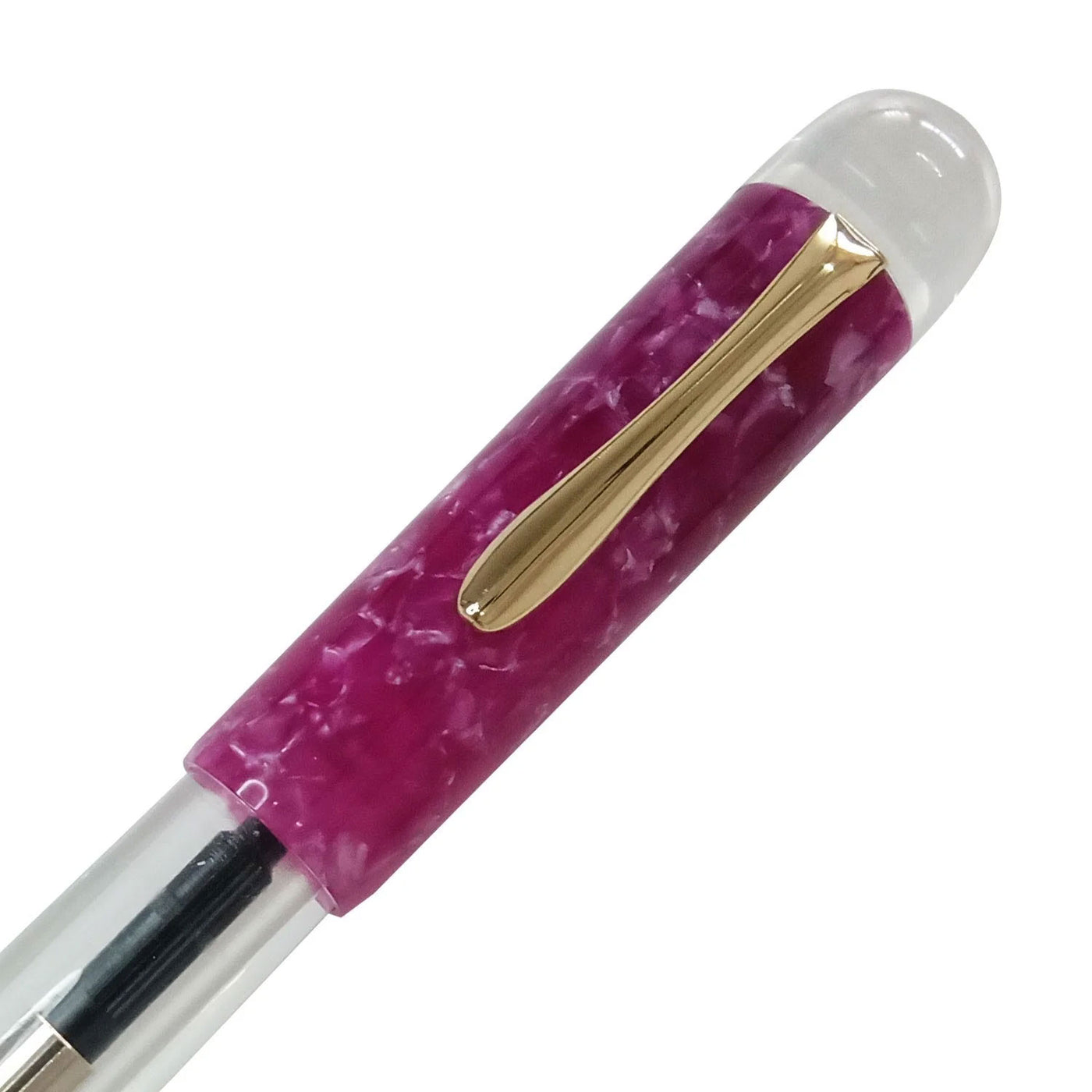 Ranga Splendour Round Premium Acrylic Fountain Pen Clear Purple Steel Nib 3
